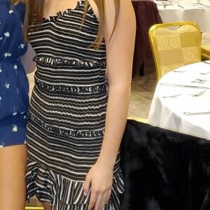 Black and white striped mini dress